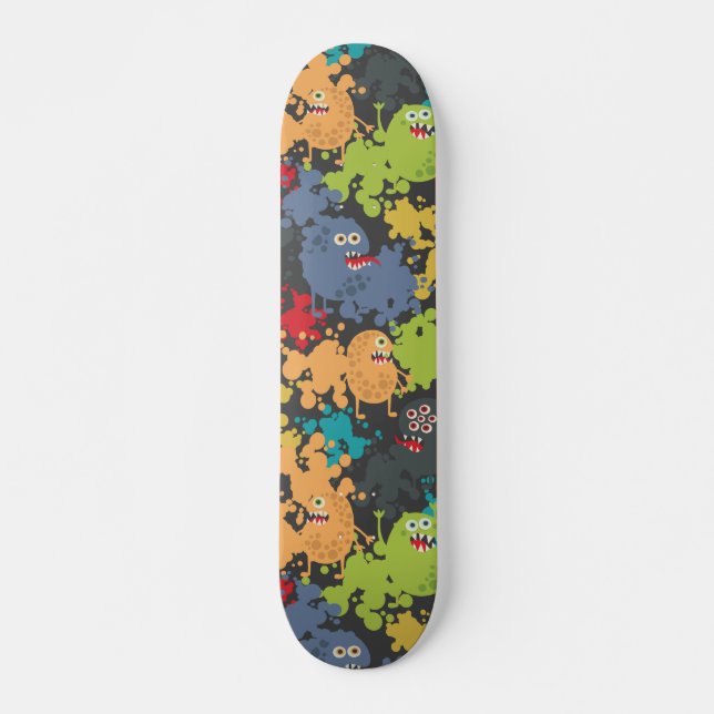 Little cute funny monsters skateboard (Front)