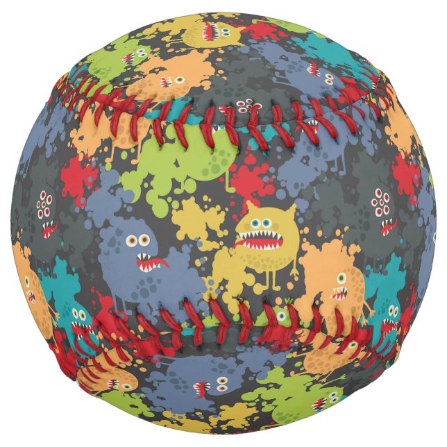 Little cute funny monsters softball (Front)