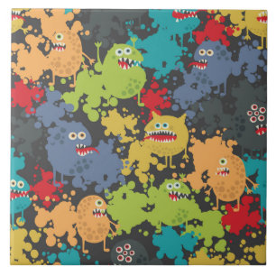 Little cute funny monsters tile