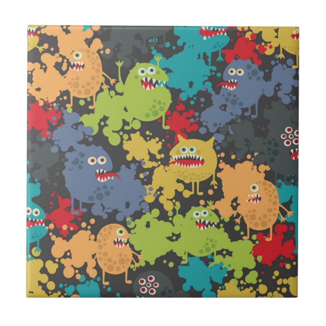 Little cute funny monsters tile (Front)