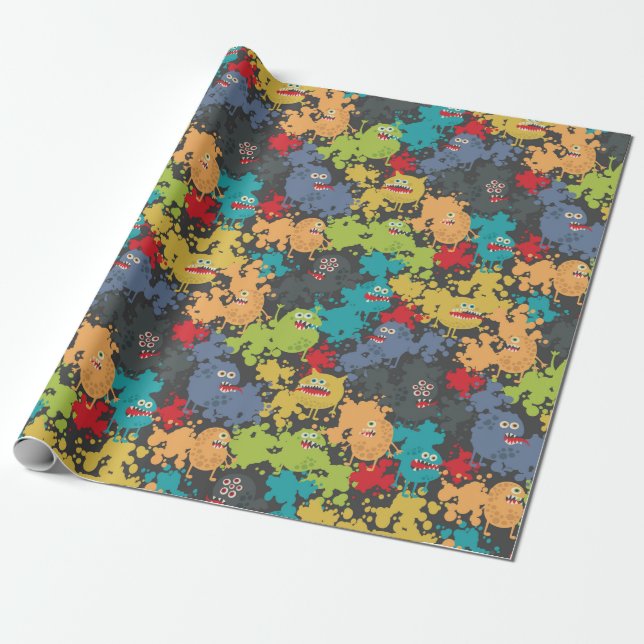 Little cute funny monsters wrapping paper (Unrolled)