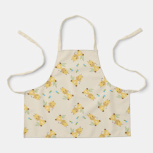 Little cute giraffe floral light brown apron