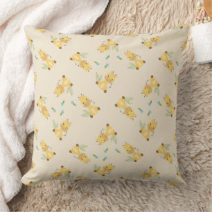 Little cute giraffe floral light brown cushion
