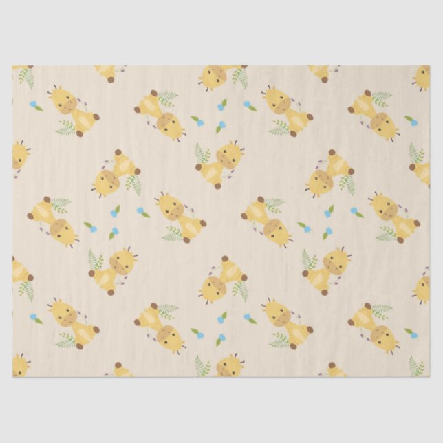 Little cute giraffe floral light brown tissue paper (Front)