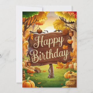 Little Cute Maple Leaf Autumn Fall Happy Birthday Card