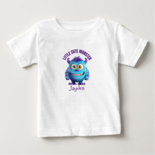 Little Cute Monster Purple Horns Personalised Baby T-Shirt