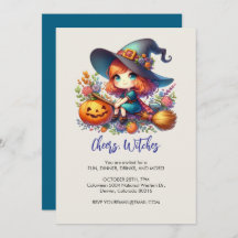 little cute witch dressed in blue, Halloween