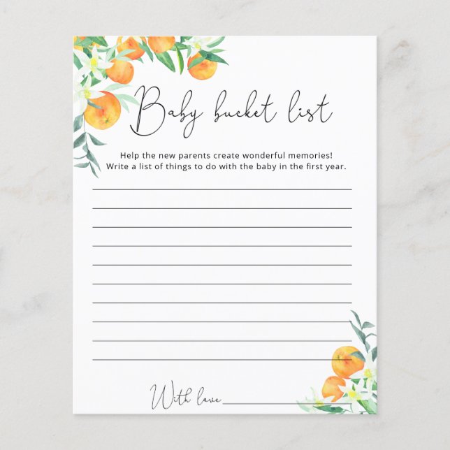 Little cutie Baby bucket list (Front)