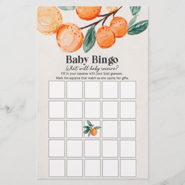 little cutie baby shower baby bingo game  (Front)