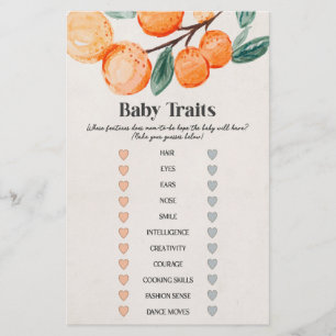 little cutie baby shower baby traits game 