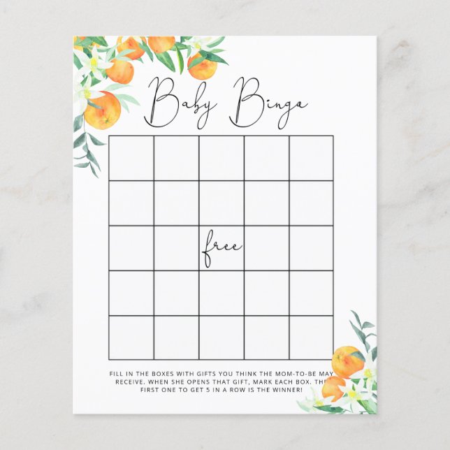 Little cutie Baby shower bingo game (Front)