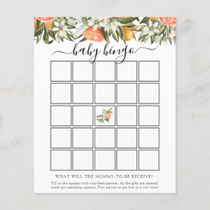 Little Cutie Baby Shower Bingo Game Card