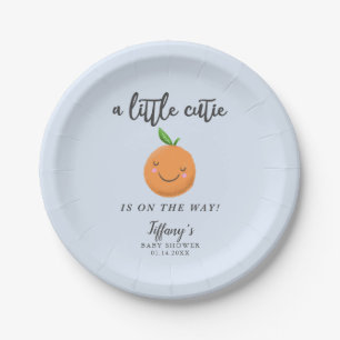 Little Cutie Baby Shower Blue Clementine Paper Plate