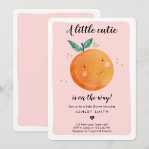 Little Cutie Baby Shower Clementine Pink Girl Invitation
