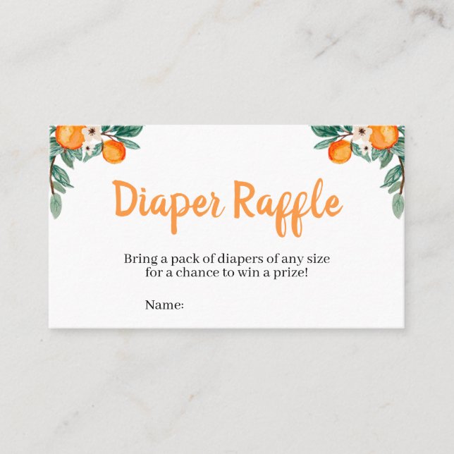 Little Cutie Baby Shower Diaper Raffle Business Card (Front)
