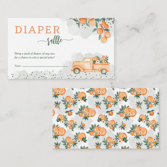 Little Cutie Baby Shower Diaper Raffle Enclosure Card (Front/Back)