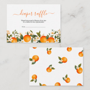 Little cutie baby shower diaper raffle orange enclosure card