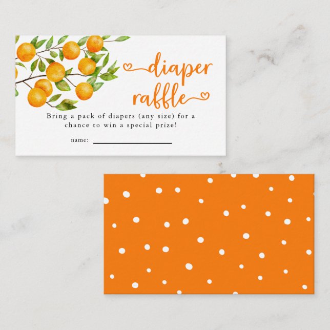 Little Cutie Baby Shower Diaper Raffle Ticket Enclosure Card (Front/Back)