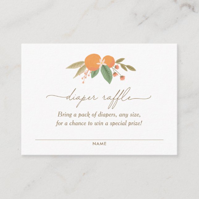 Little Cutie Baby Shower Diaper Raffle Ticket Enclosure Card (Front)