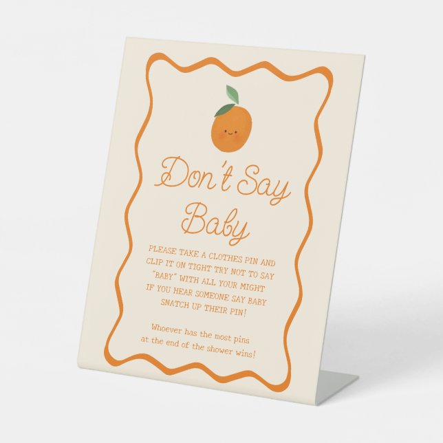 Little Cutie Baby Shower Don't Say Baby Game Pedestal Sign (Front)
