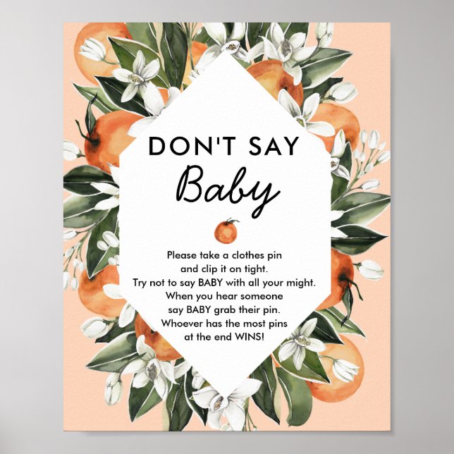 Little Cutie Baby Shower Don't Say Baby Game Sign (Front)