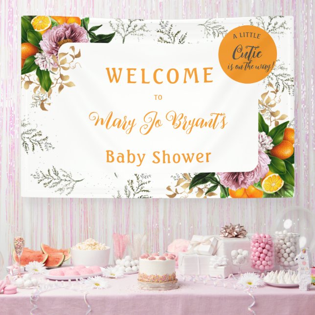 Little Cutie Baby Shower Floral and Fruit Banner (Party)