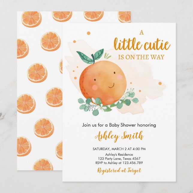 Little Cutie Baby Shower Greenery Gender Neutral I Invitation (Front/Back)