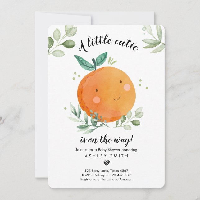 Little Cutie Baby Shower Greenery Gender Neutral Invitation (Front)