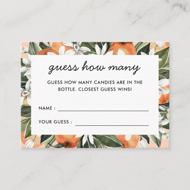 Little Cutie Baby Shower Guess How Many Enclosure Card (Front)