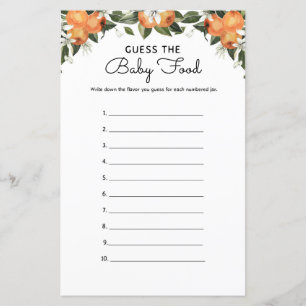 Little Cutie Baby Shower Guess The Baby Food Game 