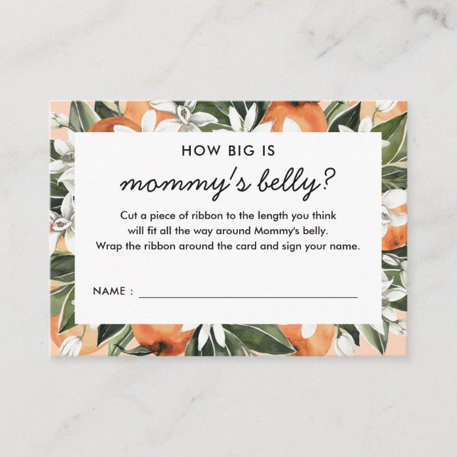 Little Cutie Baby Shower How Big Is Mummy's Belly  Enclosure Card (Front)