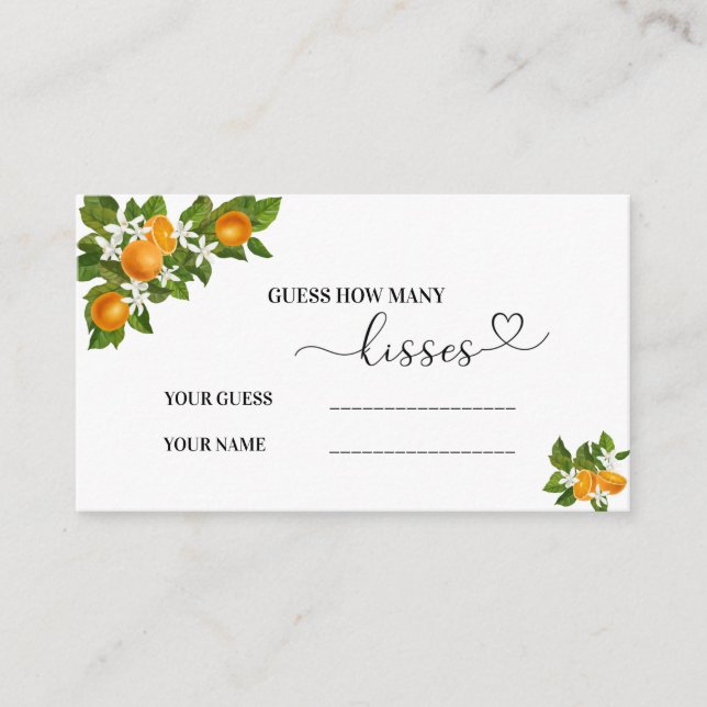 Little cutie baby shower how many kisses enclosure card (Front)