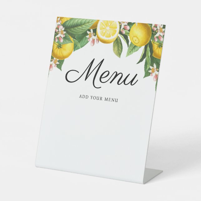 Little Cutie Baby Shower Menu Pedestal Sign (Front)