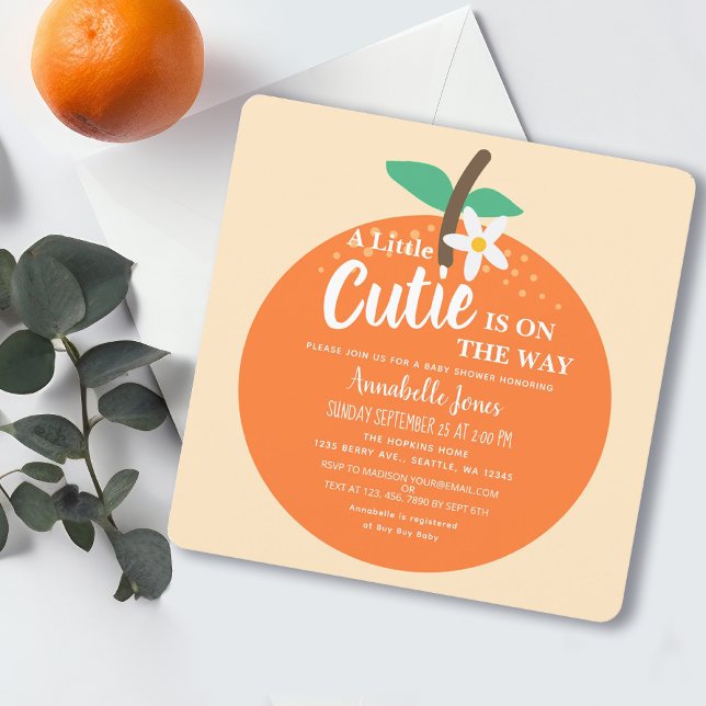 Little cutie Baby Shower Orange Invitation (Creator Uploaded)