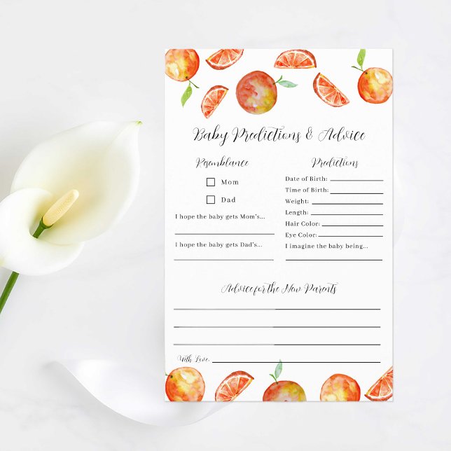 Little Cutie Baby Shower Predictions Advice Game Flyer (Creator Uploaded)