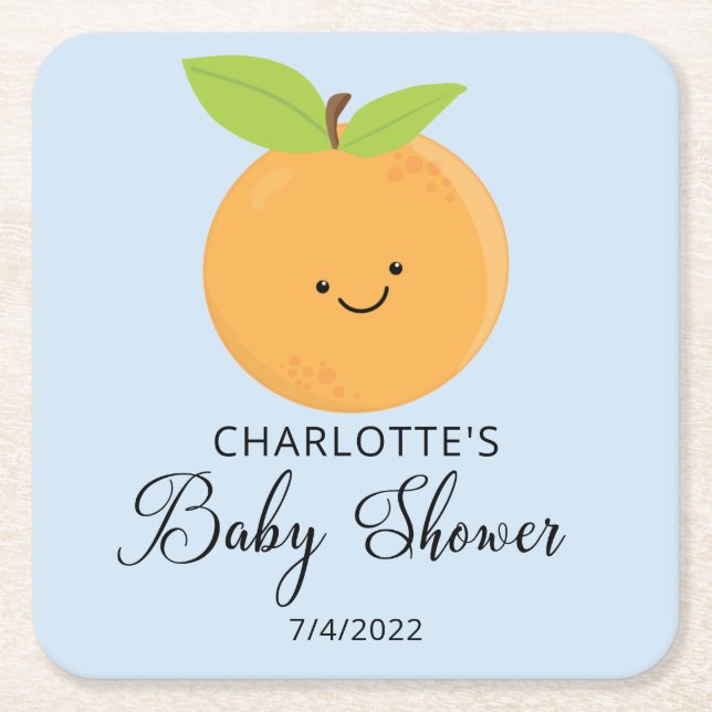 Little cutie Baby Shower Square Paper Coaster (Front)