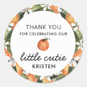 Little Cutie Baby Shower Thank You Favour Classic Round Sticker