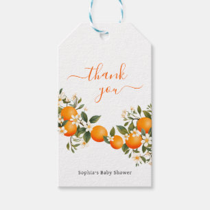 Little Cutie Baby Shower Thank You Orange Gift Tags