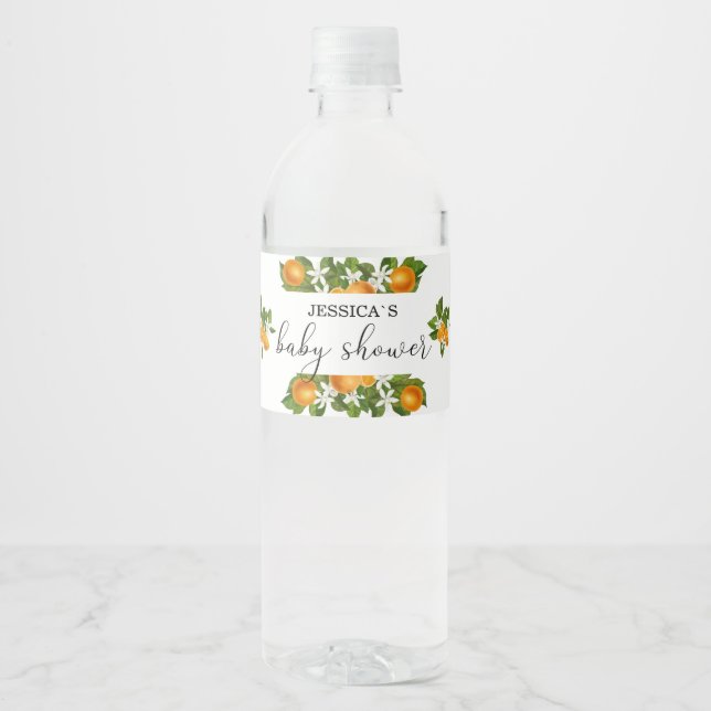 Little cutie baby shower water bottle label (Front)
