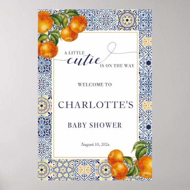 Little Cutie Baby Shower welcome sign tile (Front)