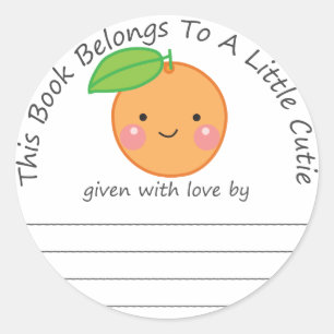 Little Cutie baby's first library bookplate Classic Round Sticker