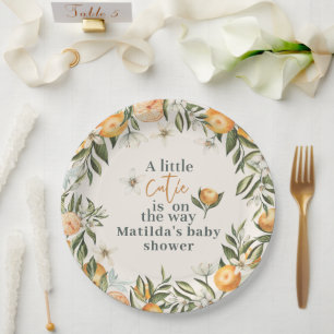 Little Cutie BabyShower Personalised Citrus Orange Paper Plate