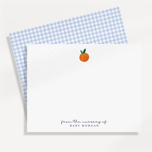 Little Cutie Blue Gingham Nursery Note Card (Creator Uploaded)