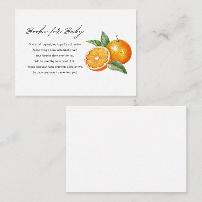 Little Cutie Books for Baby Shower Enclosure Card (Front/Back)