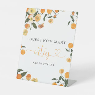 Little Cutie Botanical Baby Shower Guess Game Pedestal Sign