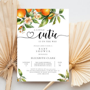 Little Cutie Botanical Citrus Orange Baby Shower Invitation