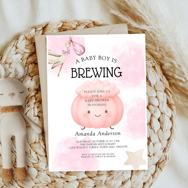 Little Cutie Bow Pink Pumpkin girl Baby Shower Invitation (Creator Uploaded)