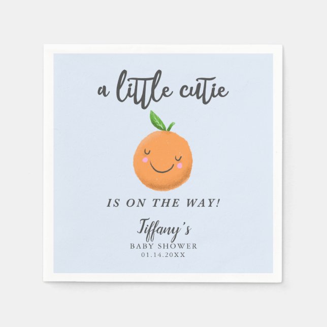 Little Cutie Boy Baby Shower Clementine Napkin (Front)