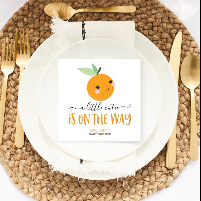 Little Cutie Citrus Baby Shower Cocktail Napkin (Creator Uploaded)