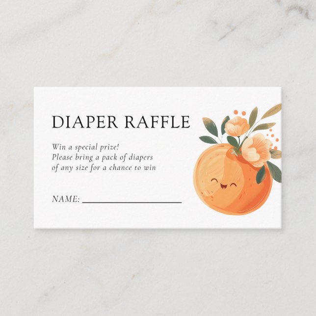 Little Cutie Citrus Baby Shower Diaper Raffle Enclosure Card (Front)